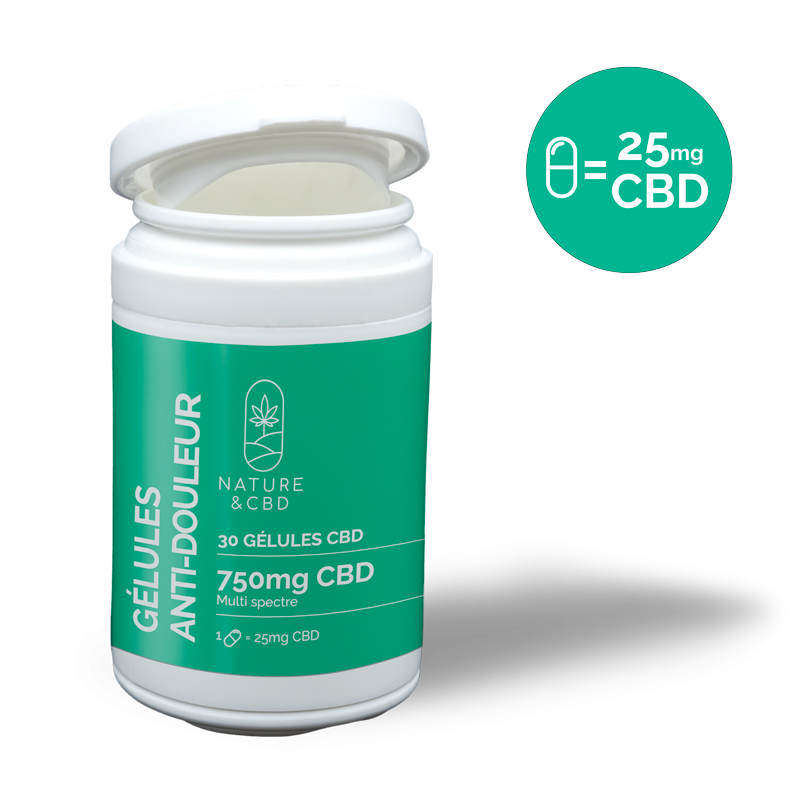 Gélules CBD Anti-Douleur 25mg - NATURE & CBD