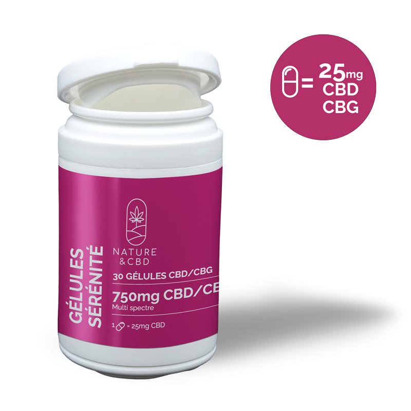Gélules CBD CBG Sérénité 25mg - NATURE & CBD